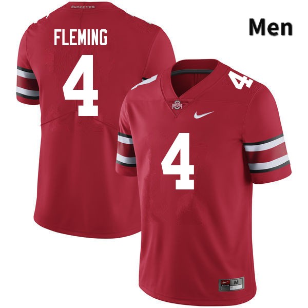 Ohio State Buckeyes Julian Fleming Men's #4 Scarlet Authentic Stitched College Football Jersey